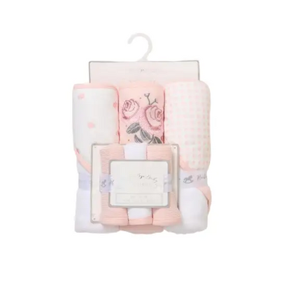 Baby Girls Wash Cloth and Hooded Towel Set