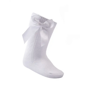 Baby Girls White Knee High Bow Socks General soft touch   