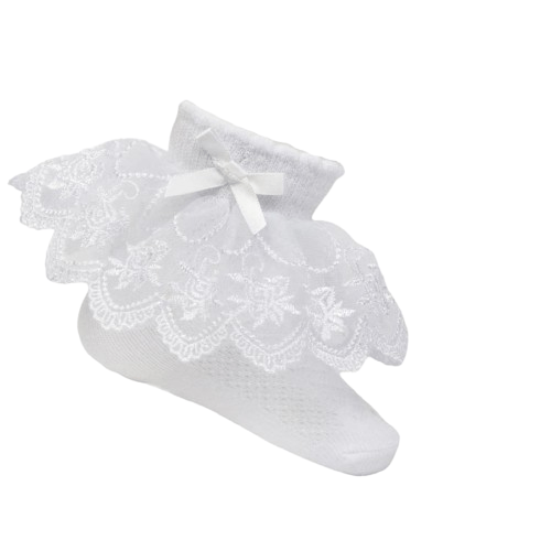 Baby Girls White Lace Frilly Ankle Socks General soft touch   