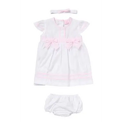 Baby Girls White & Pink Bow Dress