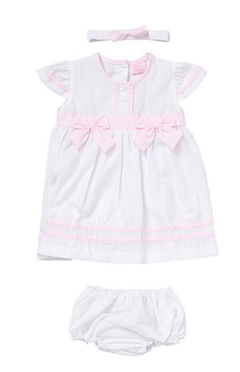 Baby Girls White & Pink Bow Dress General rock a bye baby