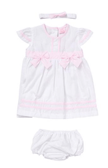 Baby Girls White & Pink Bow Dress
