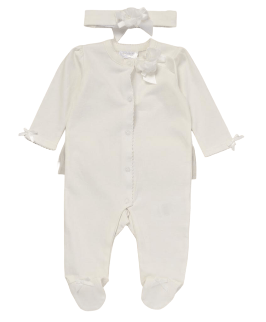 Baby Girls White Tutu Sleeper rock a bye baby