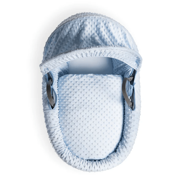 Baby Grey Wicker Moses Basket in Blue Dimple By Clair De Lune  Clair De Lune   