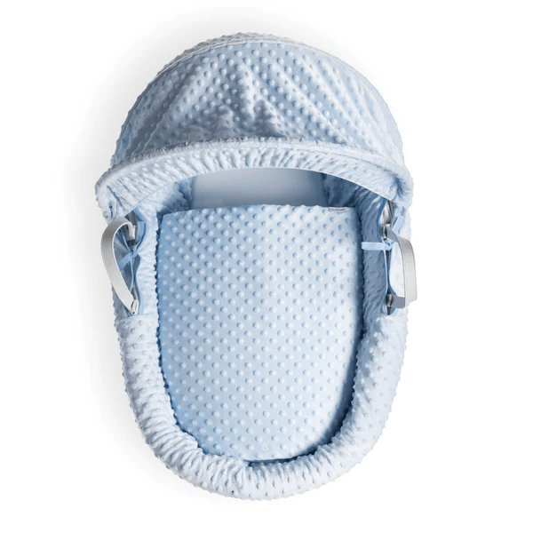 Baby Grey Wicker Moses Basket in Blue Dimple By Clair De Lune  Clair De Lune   