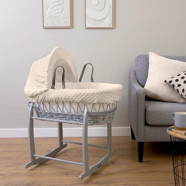 Baby Grey Wicker Moses Basket in Cream Dimple By Clair De Lune  Clair De Lune   