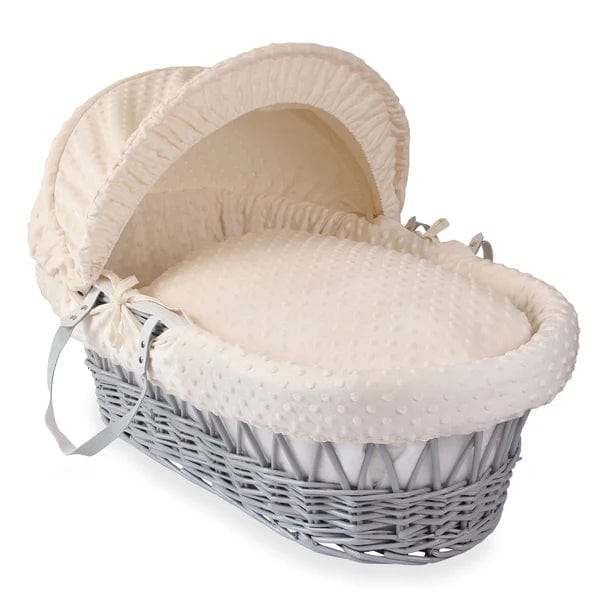 Baby Grey Wicker Moses Basket in Cream Dimple By Clair De Lune  Clair De Lune   