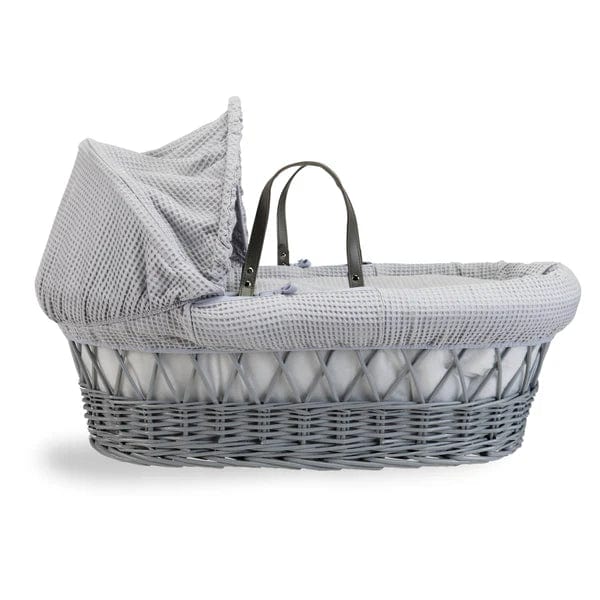 Baby Grey Wicker Moses Basket in Grey Waffle By Clair De Lune  Clair De Lune   