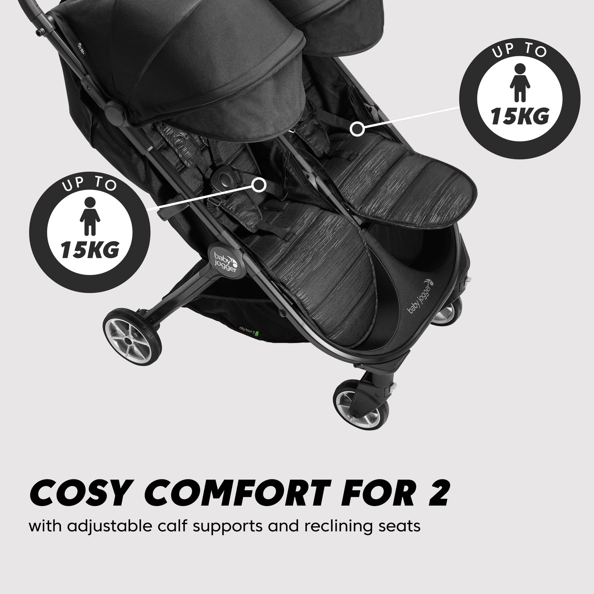 Baby Jogger City Tour 2 Double Stroller - Pitch Black  Baby Jogger   