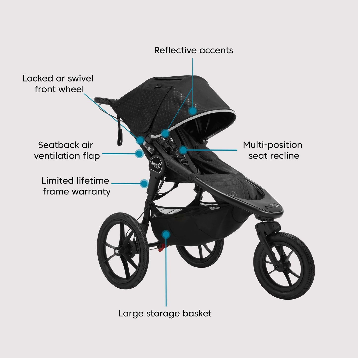 Baby Jogger X3 Summit Stroller - Midnight Black  Baby Jogger   