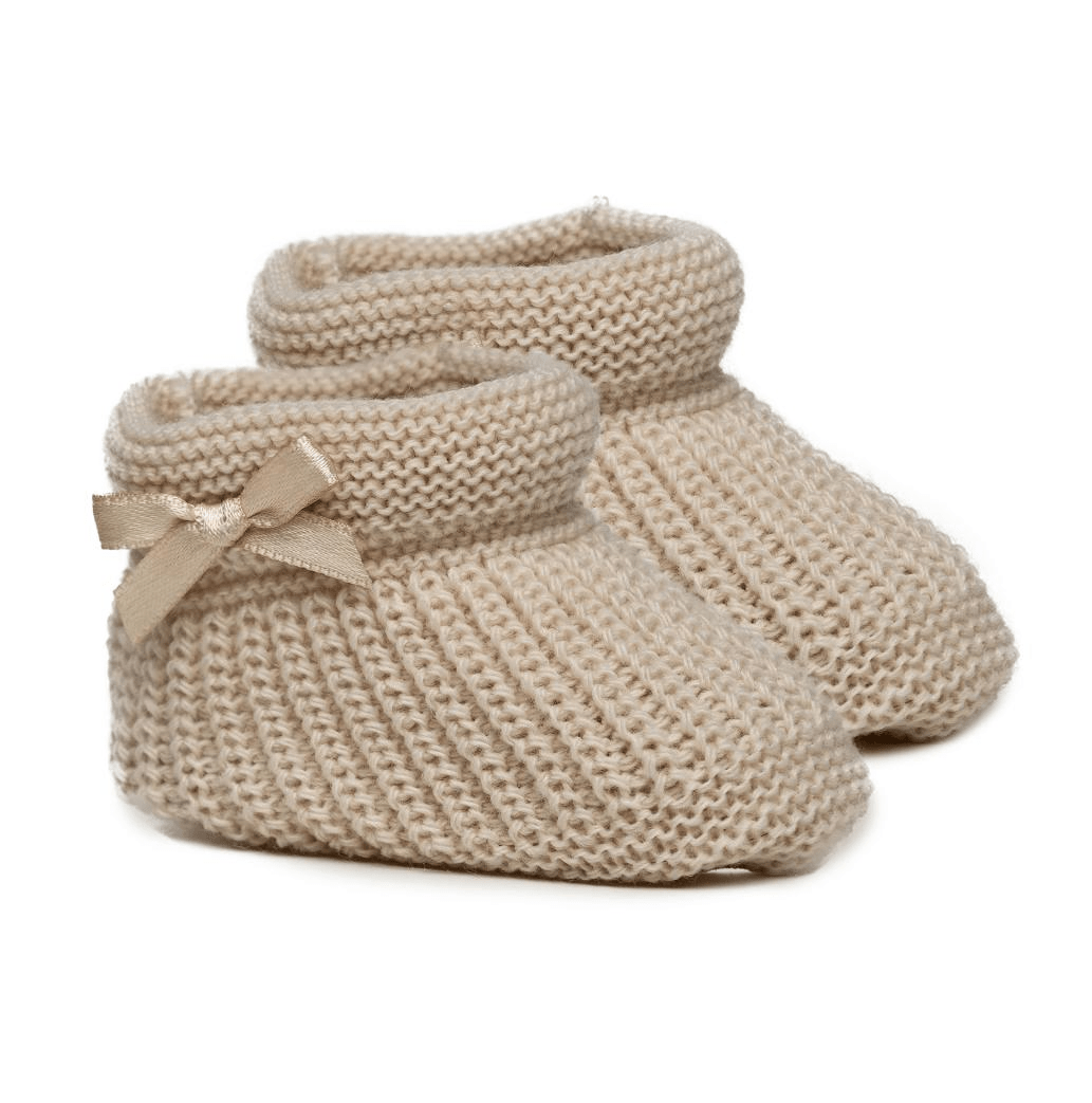 Baby Knitted Booties - Taupe General soft touch   