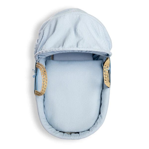 Baby Moses Basket in Blue Waffle By Claire De Lune  Clair De Lune   