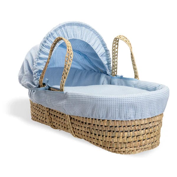 Baby Moses Basket in Blue Waffle By Claire De Lune  Clair De Lune   