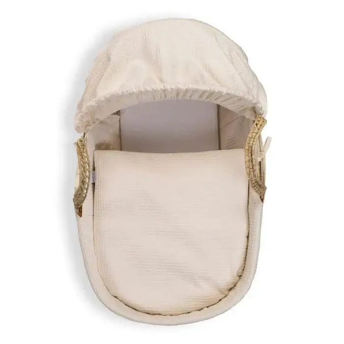 Baby Moses Basket in Cream Waffle By Claire De Lune Clair De Lune
