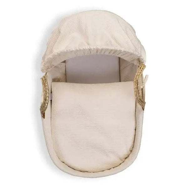 Baby Moses Basket in Cream Waffle By Claire De Lune Clair De Lune