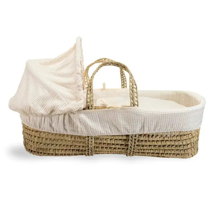 Baby Moses Basket in Cream Waffle By Claire De Lune Clair De Lune