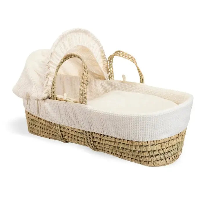 Baby Moses Basket in Cream Waffle By Claire De Lune Clair De Lune