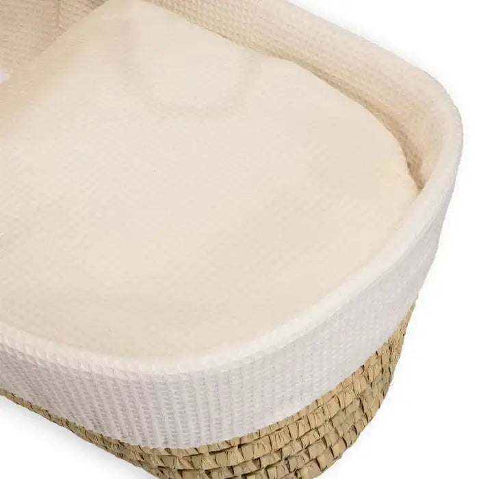 Baby Moses Basket in Cream Waffle By Claire De Lune Clair De Lune