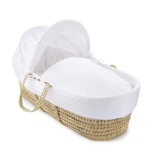 Baby Moses Basket in White Dimple By Clair De Lune  Clair De Lune   
