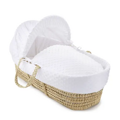 Baby Moses Basket in White Dimple By Clair De Lune