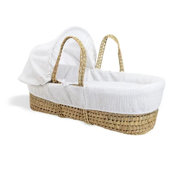 Baby Moses Basket in White Waffle By Claire De Lune Clair De Lune