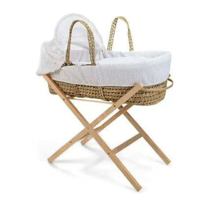 Baby Moses Basket in White Waffle By Claire De Lune Clair De Lune