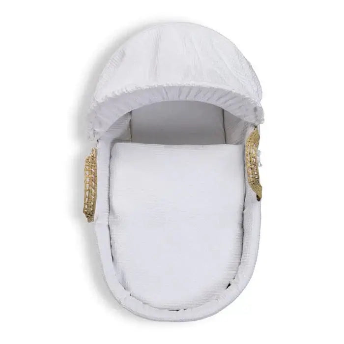 Baby Moses Basket in White Waffle By Claire De Lune Clair De Lune