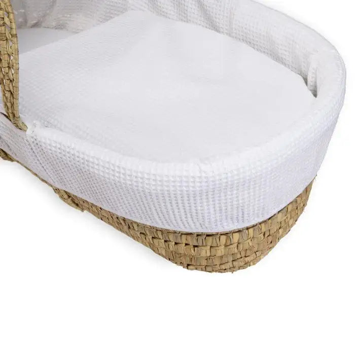 Baby Moses Basket in White Waffle By Claire De Lune Clair De Lune