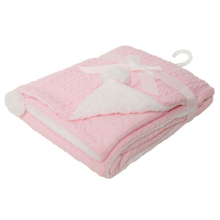 Baby Sherpa Pom Pom Blanket in Pink General soft touch