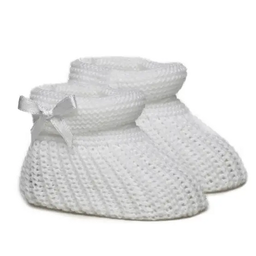 Baby White Cable Knit Bow Booties General soft touch