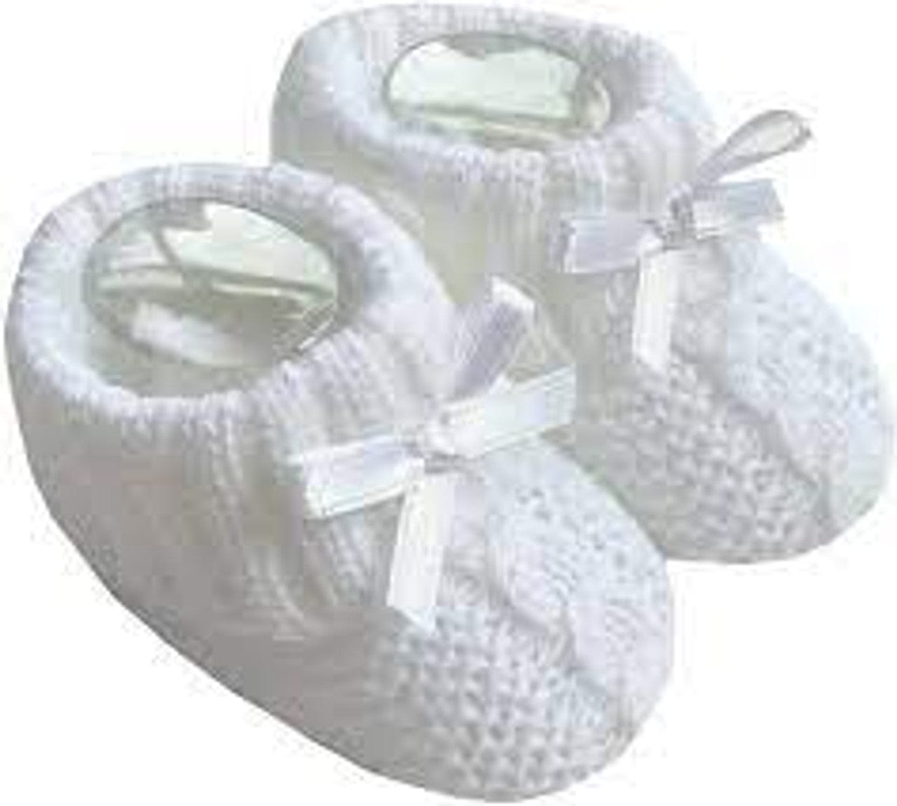 Baby White Cable Knit Bow Booties General soft touch   