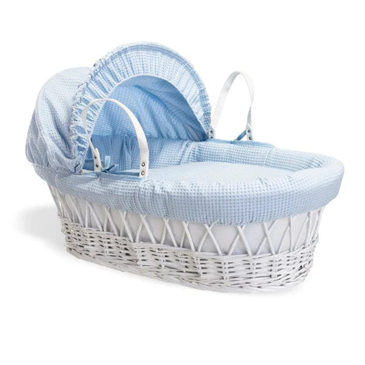 Baby Wicker Moses Basket in Blue Waffle By Clair De Lune  Clair De Lune   