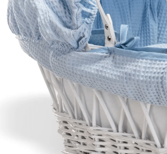 Blue wicker moses basket best sale