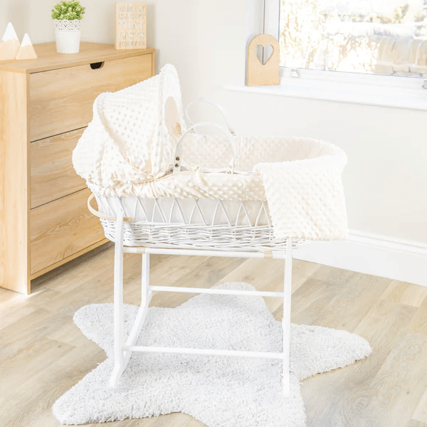 Baby Wicker Moses Basket in Cream Dimple By Clair De Lune  Clair De Lune   