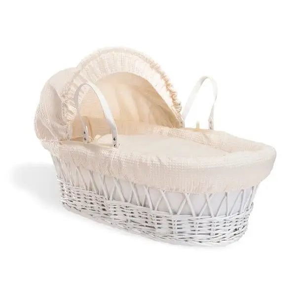 Baby Wicker Moses Basket in Cream Waffle By Clair De Lune  Clair De Lune   