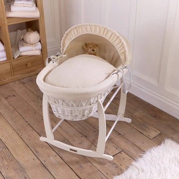 Baby Wicker Moses Basket in Cream Waffle By Clair De Lune  Clair De Lune   