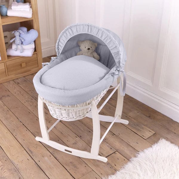 Baby Wicker Moses Basket in Grey Waffle By Clair De Lune  Clair De Lune   