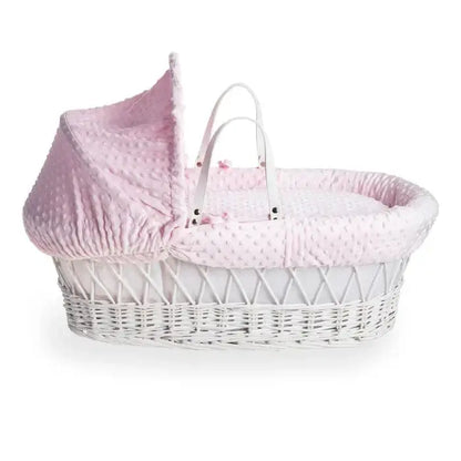 Baby Wicker Moses Basket in Pink Dimple By Clair De Lune Clair De Lune