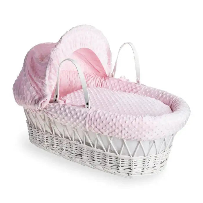 Baby Wicker Moses Basket in Pink Dimple By Clair De Lune Clair De Lune