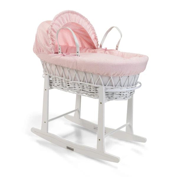 Baby Wicker Moses Basket in Pink Waffle By Clair De Lune  Clair De Lune   