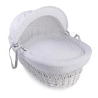 Baby Wicker Moses Basket in White Dimple By Clair De Lune  Clair De Lune   