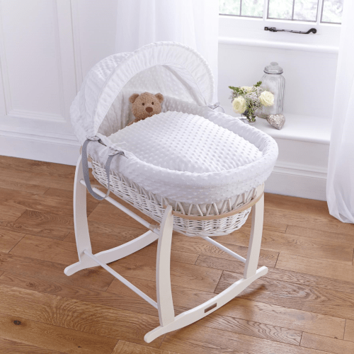 Baby Wicker Moses Basket in White Dimple By Clair De Lune  Clair De Lune   