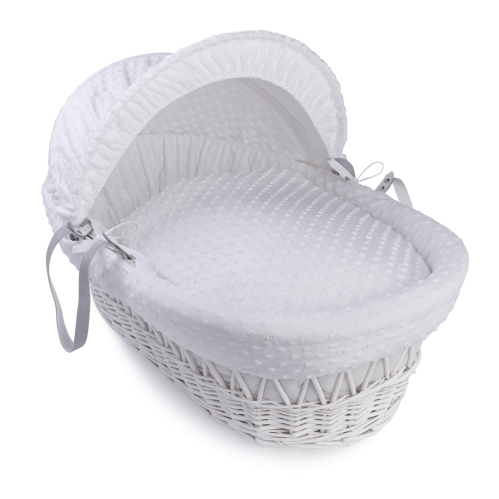 Baby Wicker Moses Basket in White Dimple By Clair De Lune  Clair De Lune   