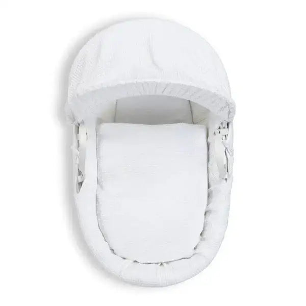 Baby Wicker Moses Basket in White Waffle By Clair De Lune  Clair De Lune   