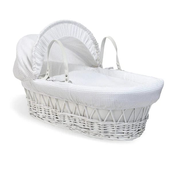 Baby Wicker Moses Basket in White Waffle By Clair De Lune  Clair De Lune   