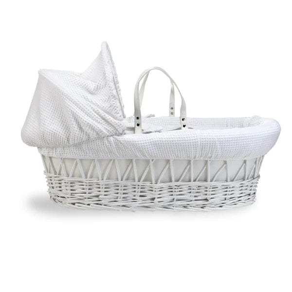 Baby Wicker Moses Basket in White Waffle By Clair De Lune  Clair De Lune   