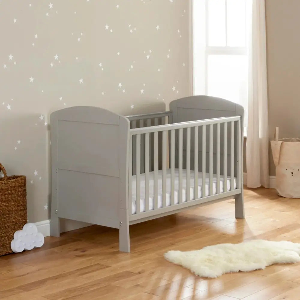 Babymore Aston Cot Bed In Grey - Drop Side Cot Bed Babymore