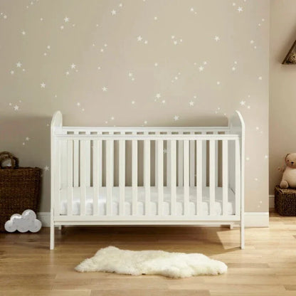 Babymore Aston Cot Bed In White - Drop Side Cot Bed Babymore
