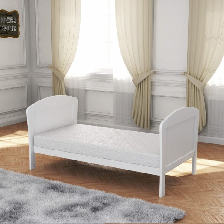 Babymore Aston Cot Bed In White - Drop Side Cot Bed Babymore