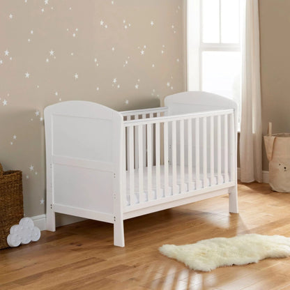 Babymore Aston Cot Bed In White - Drop Side Cot Bed Babymore